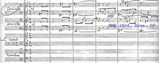 Igor Strawinsky: Concerto pour Piano suivi d'Orchestre d'Harmonie, Partitur 1924, Seite 1 (Ausschnitt)