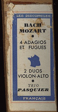 Les Discophiles Français, Bach Mozart, Set 4 und 5, Kartonrückenaufkleber, 1942?