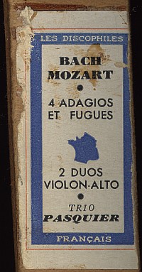 Les Discophiles Franais, Bach Mozart, Set 4 und 5, Kartonrckenaufkleber, 1942?