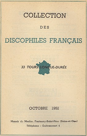 Les Discophiles Français, Collection Oktober 1952