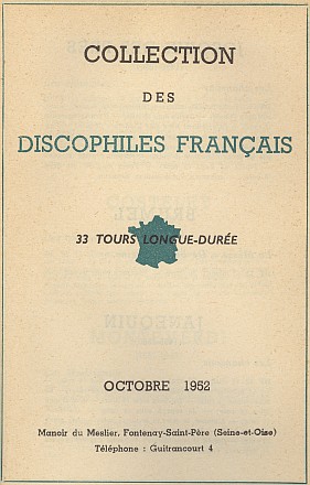 Les Discophiles Franais, Collection Oktober 1952