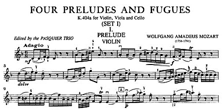 Wolfgang Amadeus Mozart, Trio d-moll, KV 404a, Trio Pasquier,
International Music, 1950, oben