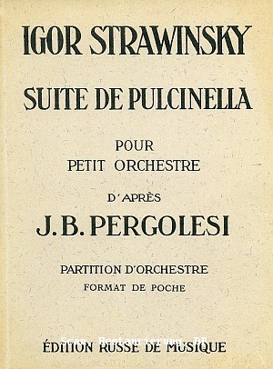 Igor Strawinsky, Suite de Pulcinella, Taschenpartitur, RMV 409A, 1924, Frontdeckel