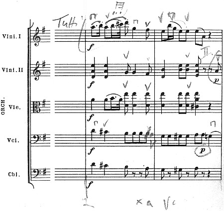 Pulcinella Suite, Deutsche Leihpartitur 1, Ziffer 3 Takt 4, Violoncelli, Fehler