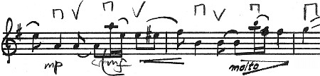 Pulcinella, Ballett, Leihmaterial B4, Violinen I, Ziffer IV Takt 3, Korrektur