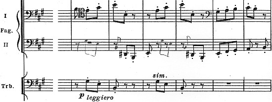 Igor Strawinsky, Pulcinella-Suite, Deutsche Leihpartitur 4, III Allegro, Ziffer 33 Takte 1 bis 4, Dirigentennderung