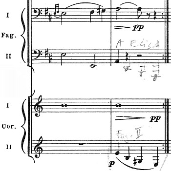 Igor Strawinsky, Pulcinella-Suite, Deutsche Leihpartitur 4, VI Gavotta, Ziffer 73, Takt 10, Dirigentennderung