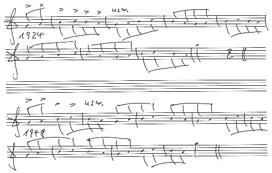 Igor Strawinsky: Suite de Pulcinella, Taschenpartitur 1924 und 1949, Ziffer 118 (Schlu), Horn in F I