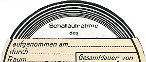 RRG-Schallplattenetikett, Schallaufnahme des Deutschen Rundfunks, Teilberklebung mit Grodeutscher Rundfunk-Etikett