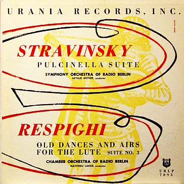Strawinsky, Pulcinella-Suite, Urania URLP 7093, Tasche vorne
